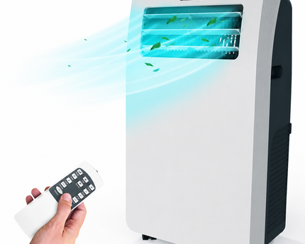 Climatiseur Mobile 12 000 BTU (+ 50m²) Puissant & Silencieux - Nouveauté - Déshumidificateur - Ventilateur et Climatisation - Clim Mobile avec Télécommande