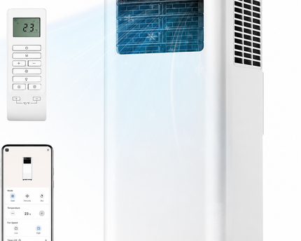 Climatiseur Mobile 7000 BTU (+ 20m²)  3-en-1 Écoénergétique Climatiseur Portable, Kit Fenêtre Inclus, Contrôle Via ApplicationTélécommande, Silencieux 48 dB, Minuterie 24 H