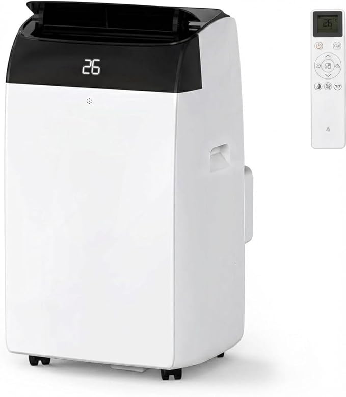 Climatiseur portable 3 en 1 - 10000 BTU (+ 45m²) – Silencieux - Refroidissement, déshumidification 30 L/jour, ventilateur 2 vitesses – minuterie 24 h, affichage numérique