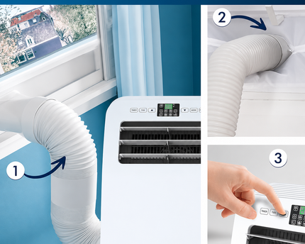 Climatiseur Mobile 12 000 BTU (+ 50m²) Puissant & Silencieux - Nouveauté - Déshumidificateur - Ventilateur et Climatisation - Clim Mobile avec Télécommande