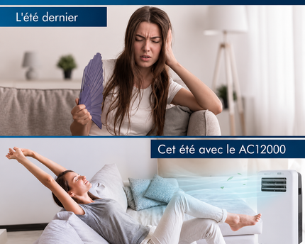 Climatiseur Mobile 12 000 BTU (+ 50m²) Puissant & Silencieux - Nouveauté - Déshumidificateur - Ventilateur et Climatisation - Clim Mobile avec Télécommande