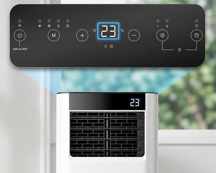 Climatiseur Mobile 7000 BTU (+ 20m²)  3-en-1 Écoénergétique Climatiseur Portable, Kit Fenêtre Inclus, Contrôle Via ApplicationTélécommande, Silencieux 48 dB, Minuterie 24 H