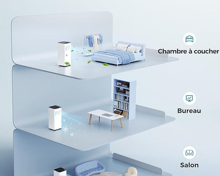 Climatiseur mobile 9000 BTU 2,6 kW (avec télécommande), climatiseur portable quatre en un, fonctionnement silencieux, écran LED, surface couverte 25 m², minuterie 24 heures