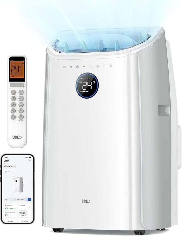 Climatiseur Portable 10 000 BTU pour chambre, refroidissement efficace sans drainage, silencieux, contrôle par application et vocal, minuterie 24 h, ventilateur et déshumidificateur