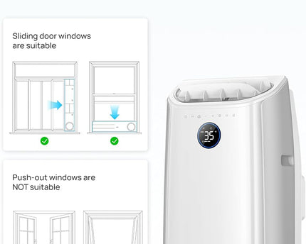 Climatiseur Portable 10 000 BTU pour chambre, refroidissement efficace sans drainage, silencieux, contrôle par application et vocal, minuterie 24 h, ventilateur et déshumidificateur