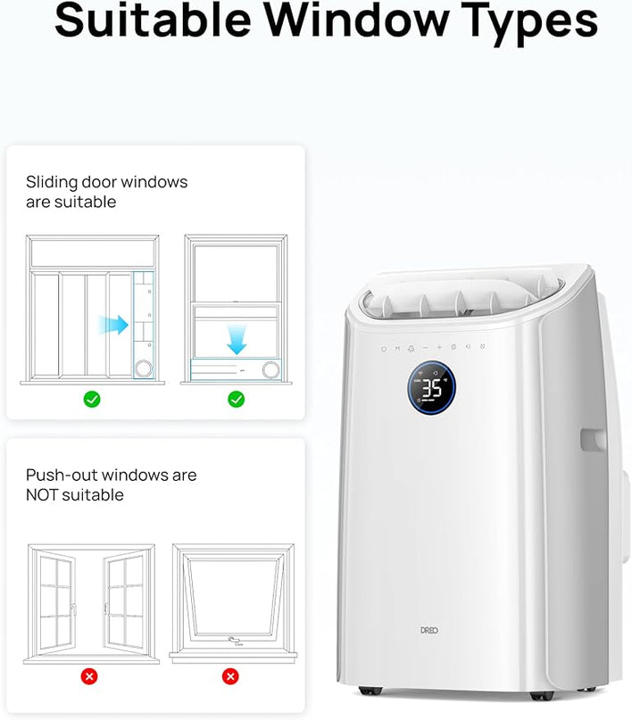 Climatiseur Portable 10 000 BTU pour chambre, refroidissement efficace sans drainage, silencieux, contrôle par application et vocal, minuterie 24 h, ventilateur et déshumidificateur
