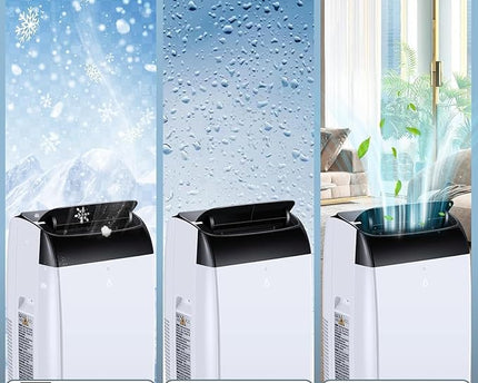 Climatiseur portable 3 en 1 - 10000 BTU – Silencieux - Refroidissement, déshumidification 30 L/jour, ventilateur 2 vitesses – minuterie 24 h, affichage numérique