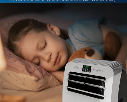 Climatiseur Mobile 12 000 BTU (+ 50m²) Puissant & Silencieux - Nouveauté - Déshumidificateur - Ventilateur et Climatisation - Clim Mobile avec Télécommande