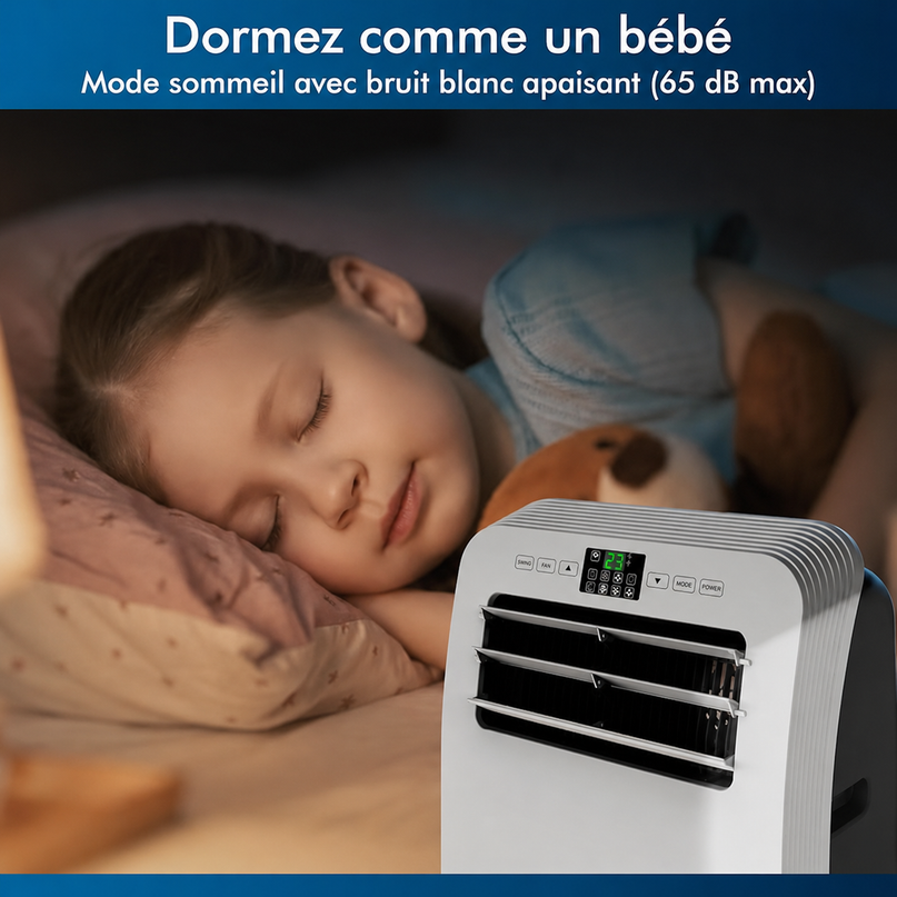 Climatiseur Mobile 12 000 BTU (+ 50m²) Puissant & Silencieux - Nouveauté - Déshumidificateur - Ventilateur et Climatisation - Clim Mobile avec Télécommande