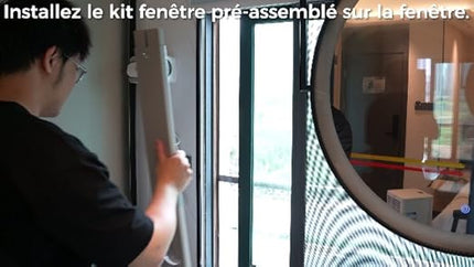 Climatiseur Mobile 9000 BTU (+ 40m²) - Climatiseur Portable 4 en 1 Silencieux - Télécommande, Minuterie 24h & Mode Sommeil,Clim Mobile pour Maison et Bureau,Kit d'Évacuation par Fenêtre Inclus